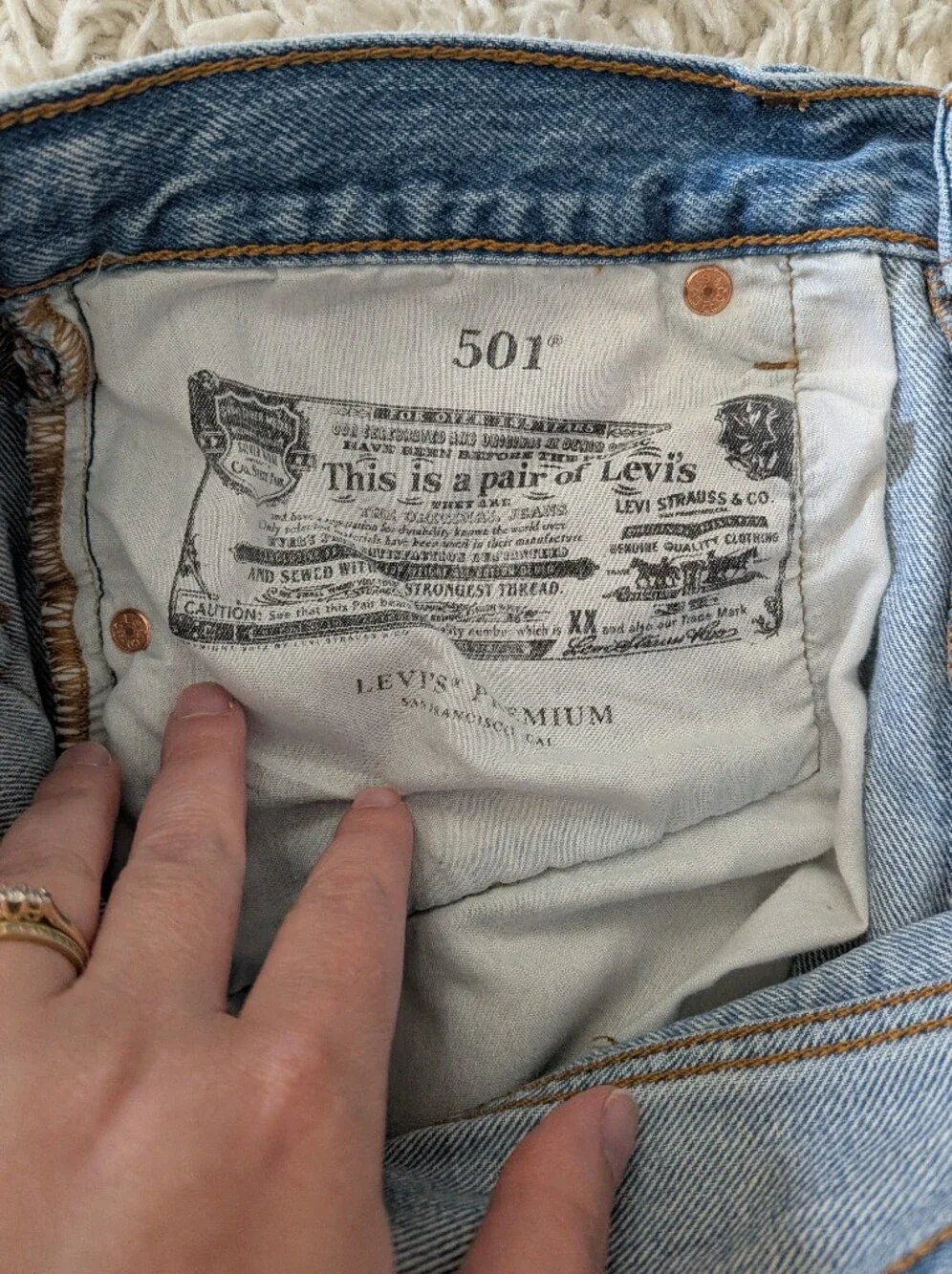 Levi's Big E 501 Distressed High Rise Denim Cut-Off Raw Hem Shorts